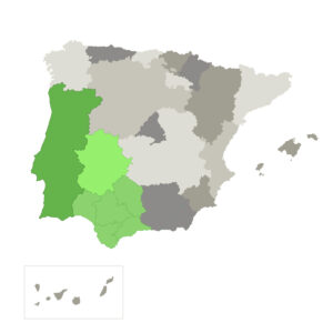 Mapa España Andalucia Occidental y Portugal